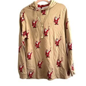 Denim & Flower Santa Clause Candy Cane Hoodie Hooded Shirt - Sz Medium - NWT